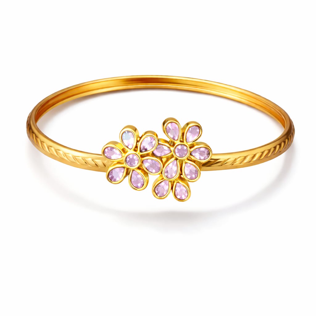 Trio Bloom Elegance Gold Kada
