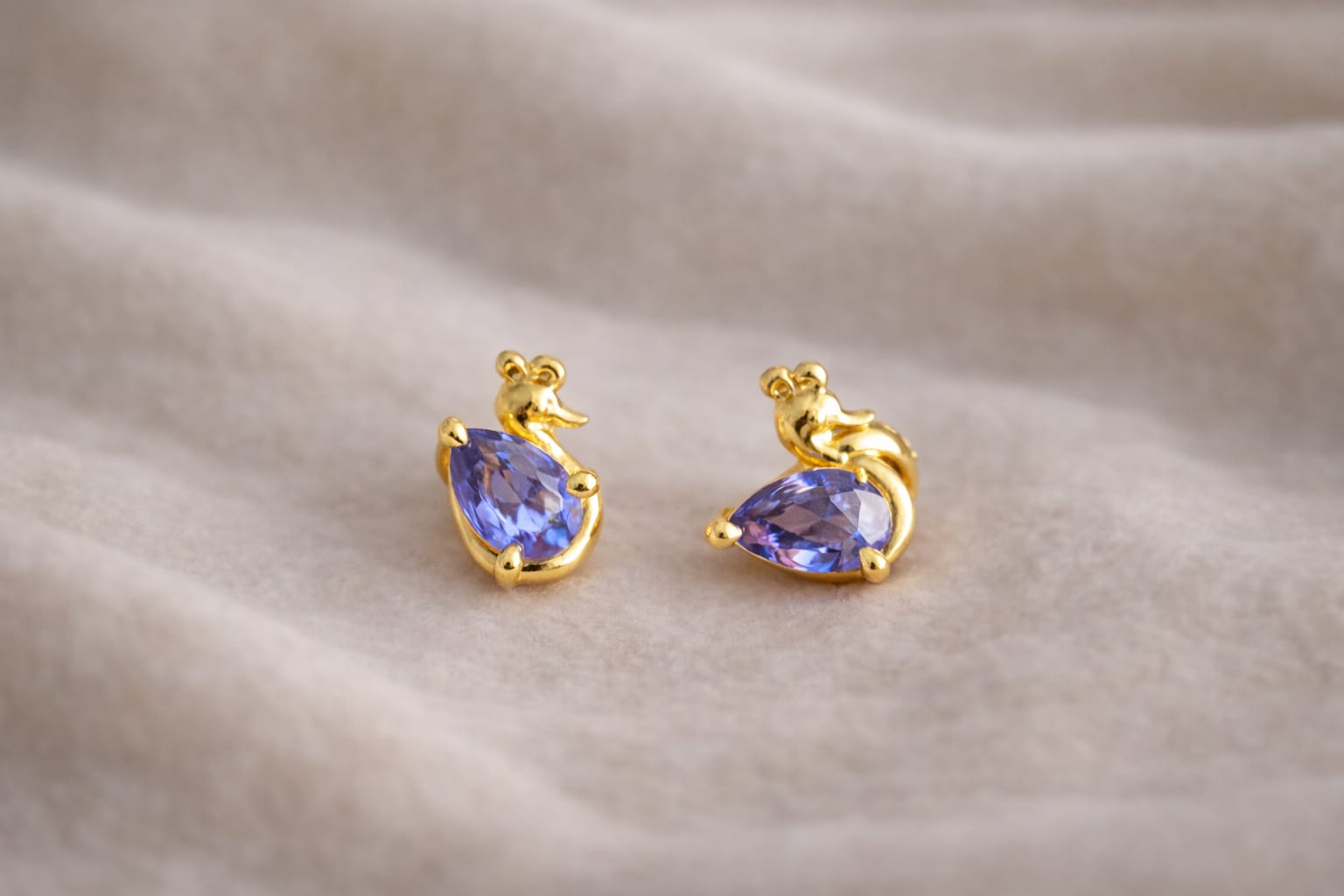 Peacock Crystal Gold Stud Earrings
