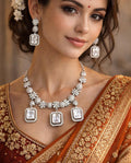 Silver Floral Statement Necklace Set
