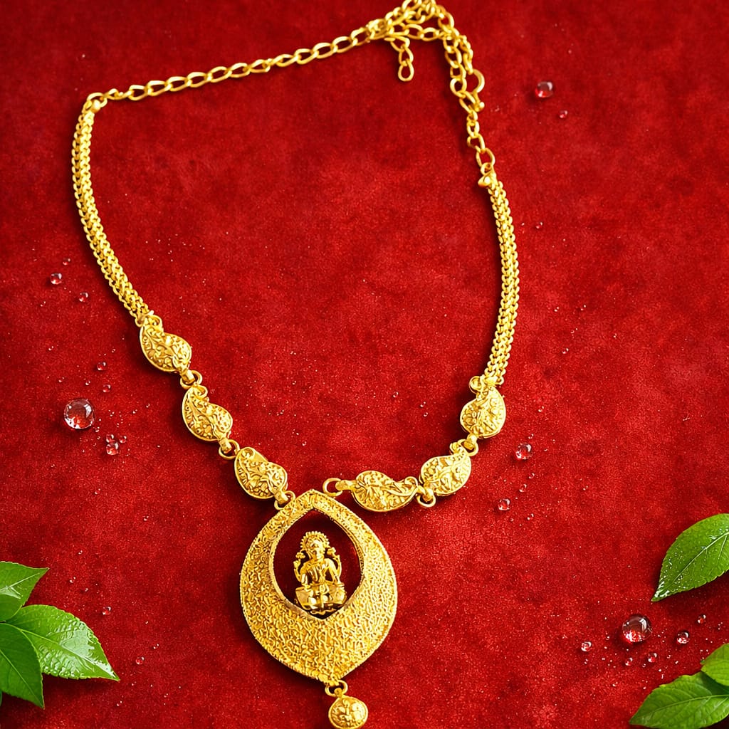 Lakshmi Motif Antique Gold Necklace