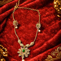 Floral CZ Emerald Drop Necklace