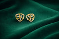 Clover Sparkle Gold Stud Earrings