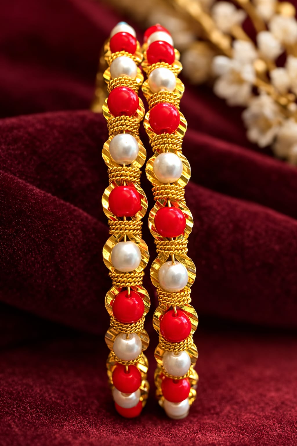 Ruby & Pearl Heritage Gold Bangles