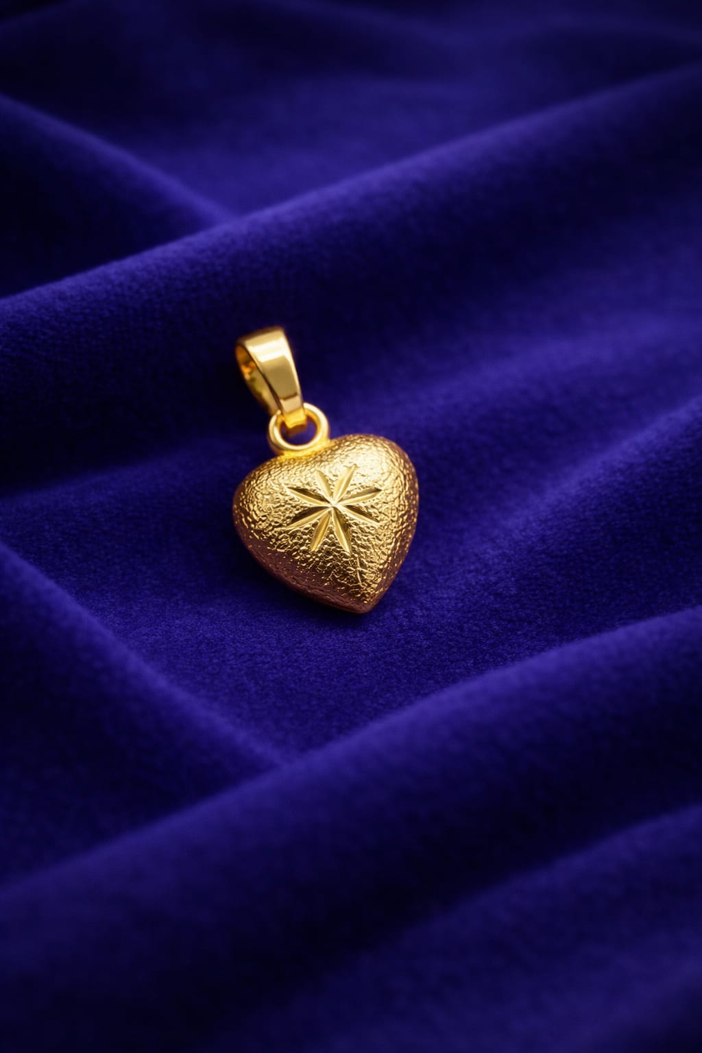 Textured Heart Charm Gold Pendant