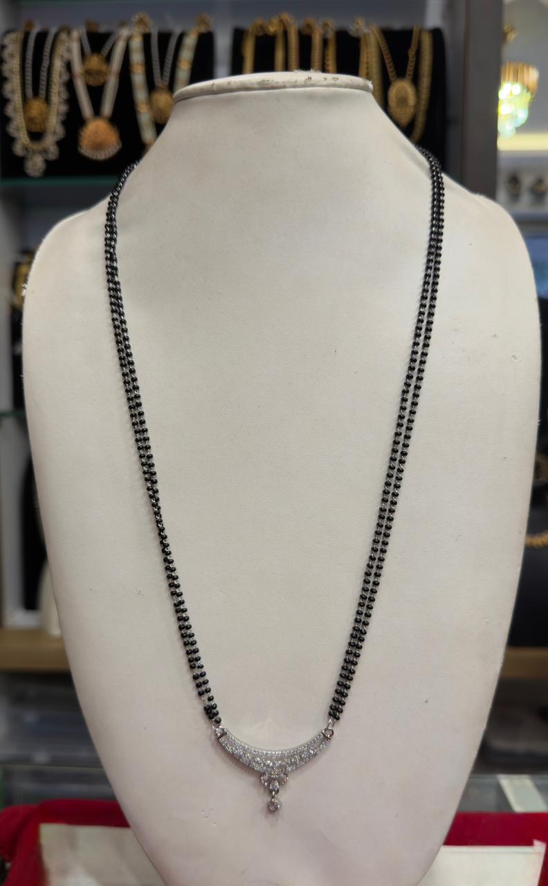 Modern Mangalsutra with Silver-Tone Pendant