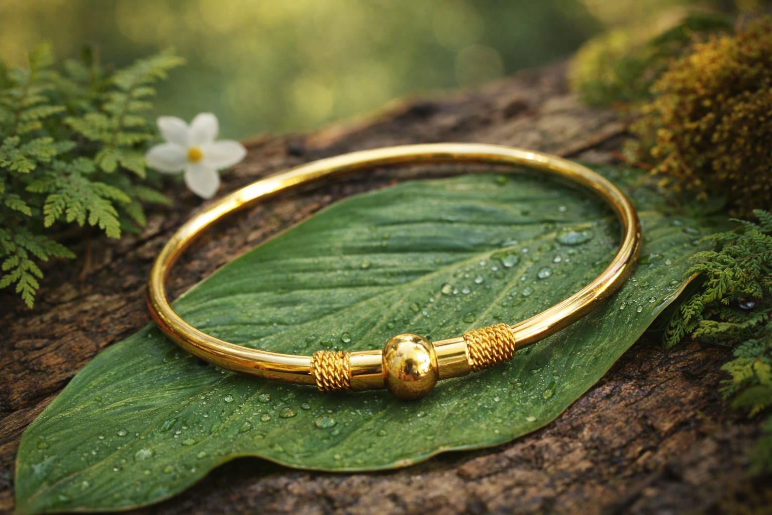 Polished Gold Sphere Designer Bangle