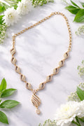 Gold CZ Leaf Pendant Necklace