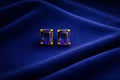 Royal Sapphire Cut Gold Stud Earrings