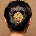 Temple Jewellery sunburst design centered around a detailed Goddess Lakshmi Hair Brooch